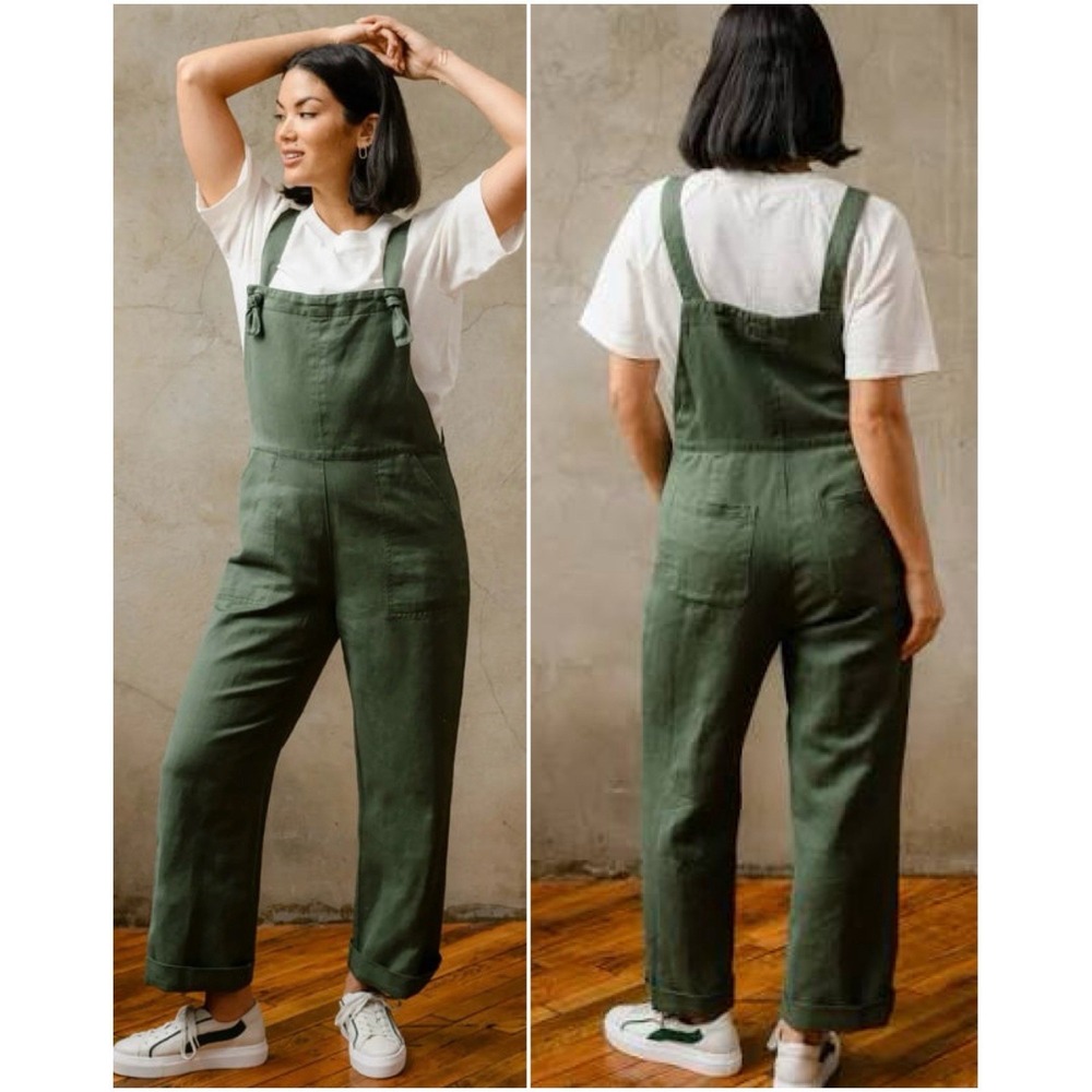 ABLE All Day Jumpsuit Olive Green Linen Blend Overalls NWT Women's XXL